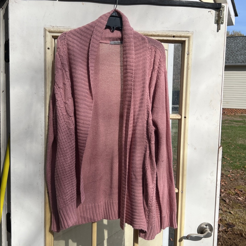 Women's Size 2X "Jason Maxwell" Pink Cardigan Sweater Ribbed Knit SEXY ❤️ ❤️